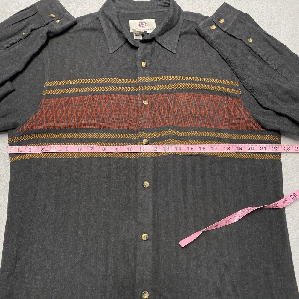 The‎ Territory Ahead Shirt Mens Large Black Aztec Tribal Herringbone Soft - Picture 4 of 7